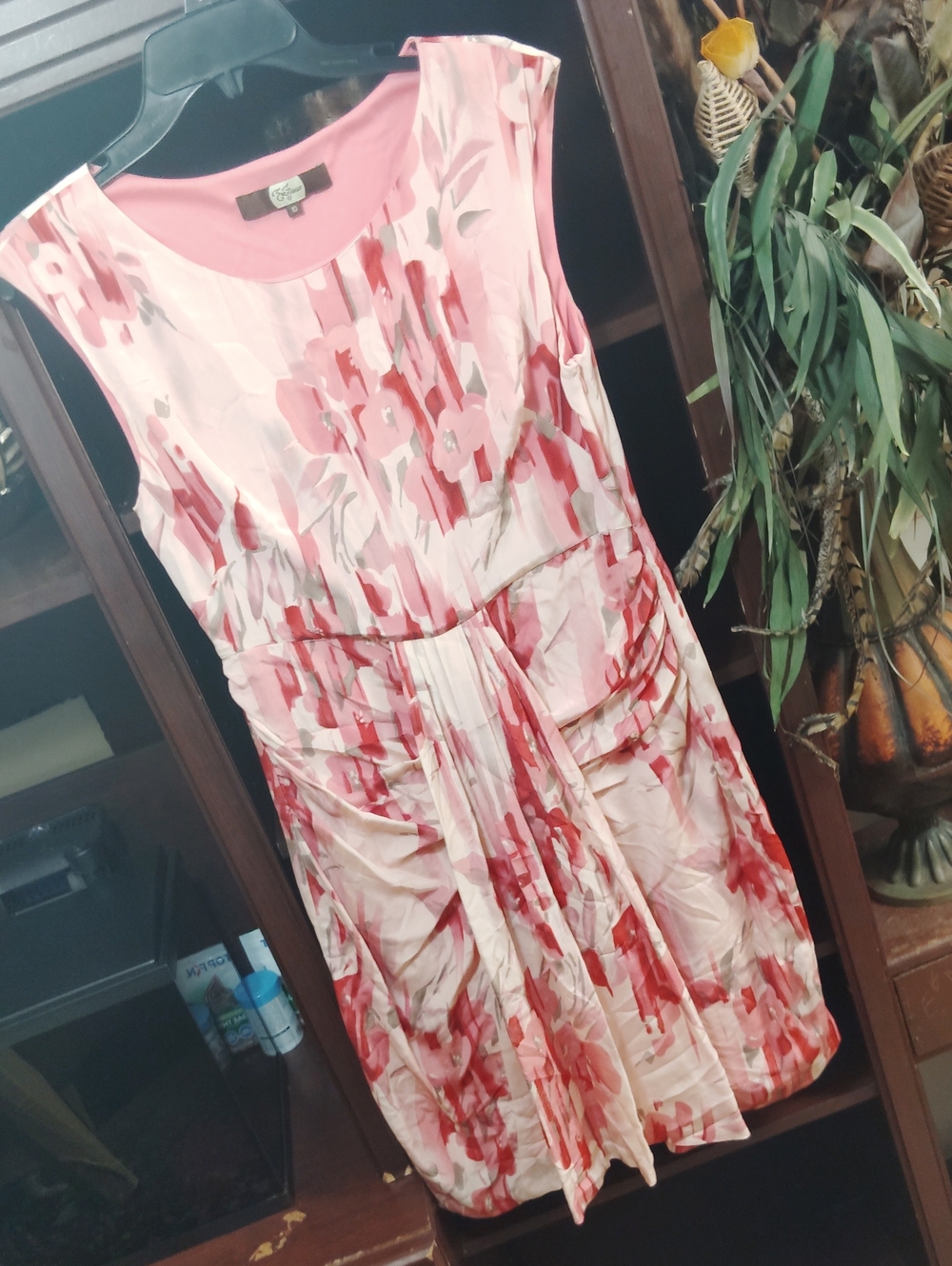 Eva Franco Pink and Red Floral Sleeveless Dress